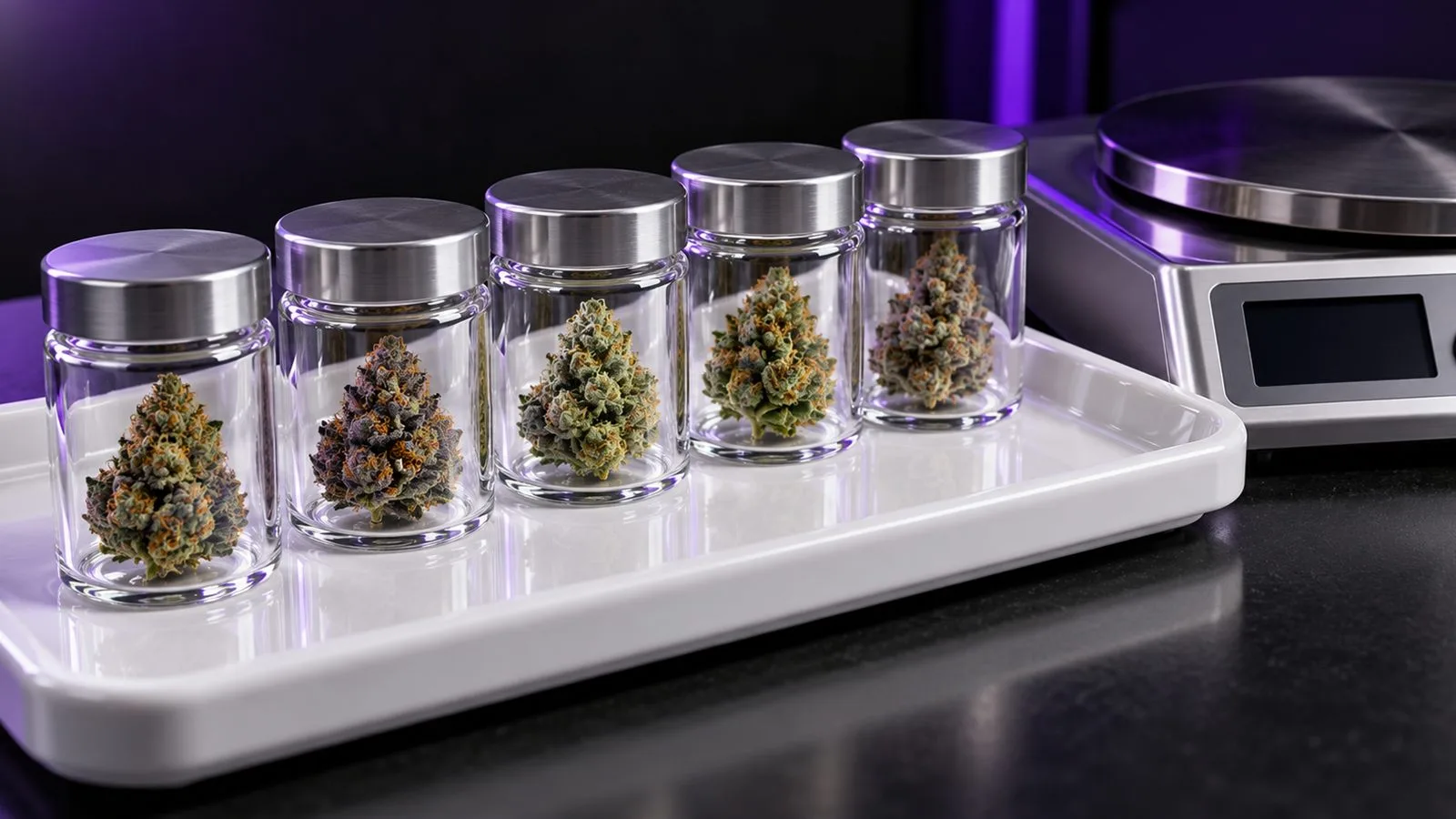 Échantillons de fleurs de CBD prêts pour l'analyse