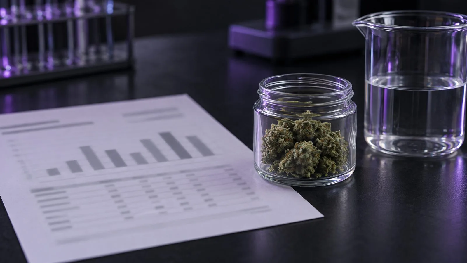 Certificat d'analyse d'un lot de CBD indiquant le taux de THC
